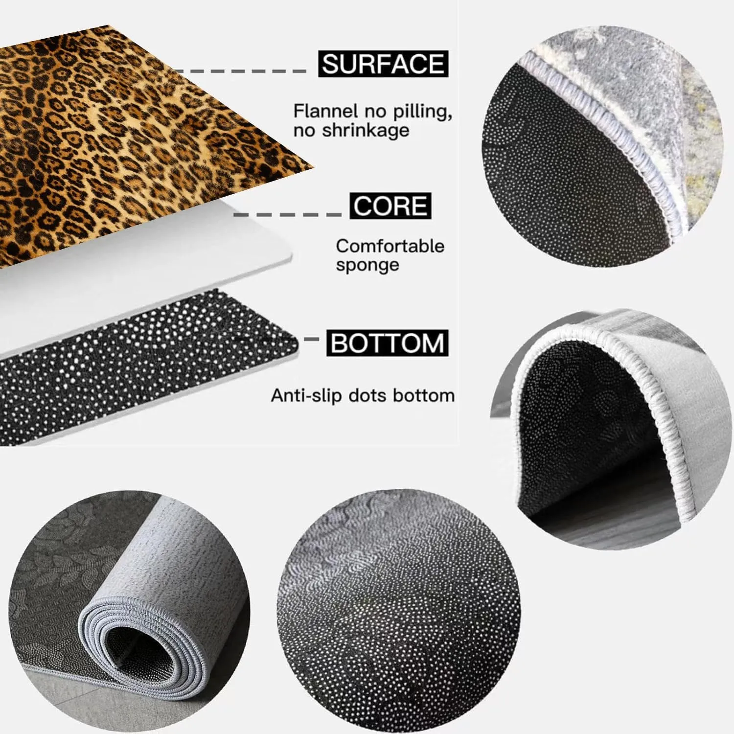 Leopard Print Long Hallway Rug Runners 2x6ft Wildlife Durable Non-Shedding Carpet Animal Abstract Leopard Pattern Area Rugs Soft Cozy Carpet for Living Room Non-Slip Washable Runner Rug