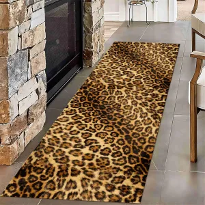 Leopard Print Long Hallway Rug Runners 2x6ft Wildlife Durable Non-Shedding Carpet Animal Abstract Leopard Pattern Area Rugs Soft Cozy Carpet for Living Room Non-Slip Washable Runner Rug