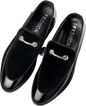 lilaBelle]JS Suede Leather Loafers for Men - Elegant British Style Dress Shoes, Perfect for Weddings, Business Meetings, and Formal s Black