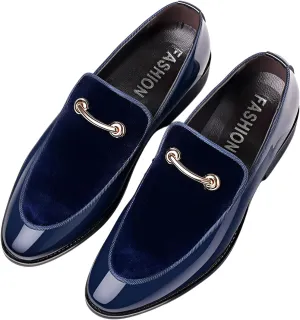 lilaBelle]JS Suede Leather Loafers for Men - Elegant British Style Dress Shoes, Perfect for Weddings, Business Meetings, and Formal s Blue