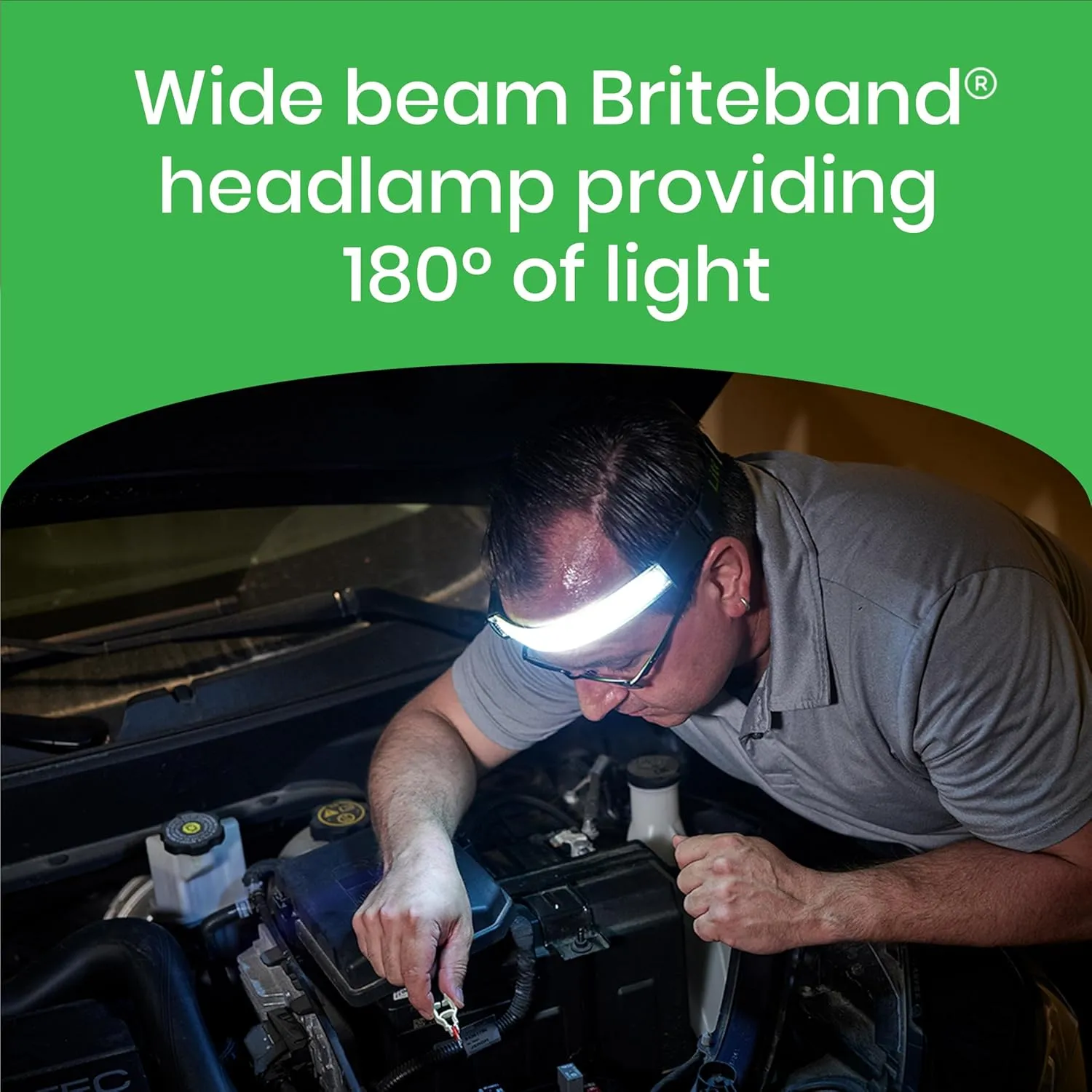 LitezAll Tactical LED Headlamp with Adjustable Headband, Flat Battery Powered Headlamp for Hiking, Camping, Emergency Use – Hands-Free Outdoor Light for Camping Lights & Lanterns Setups