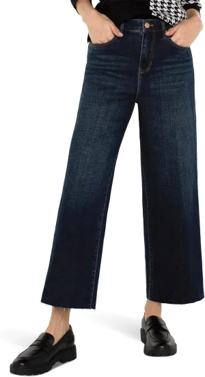 Liverpool Los Angeles Womens Stride Crop Wide Cut Hem Hi-Rise Crosshatch Denim in Eastmoor Eastmoor 0P 26