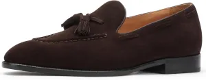 Loafers for Men Genuine Calfskin Leather Slip-On Dress Shoes with Tassel & Comfort Cushion - Classic Business Casual Loafers for Men Brown(Silk-Finish Suede) US 10.5