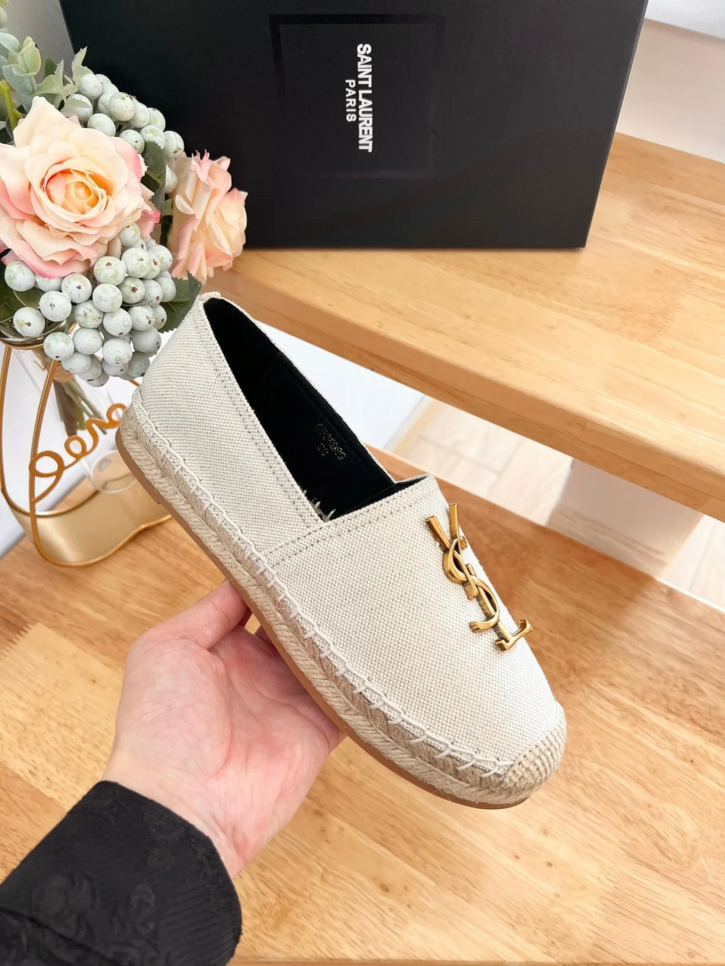 LOGO Laurent CANVAS Cyber Monday deal CREAMY WHITE Saint SLIP Reliable delivery ON YVES SL