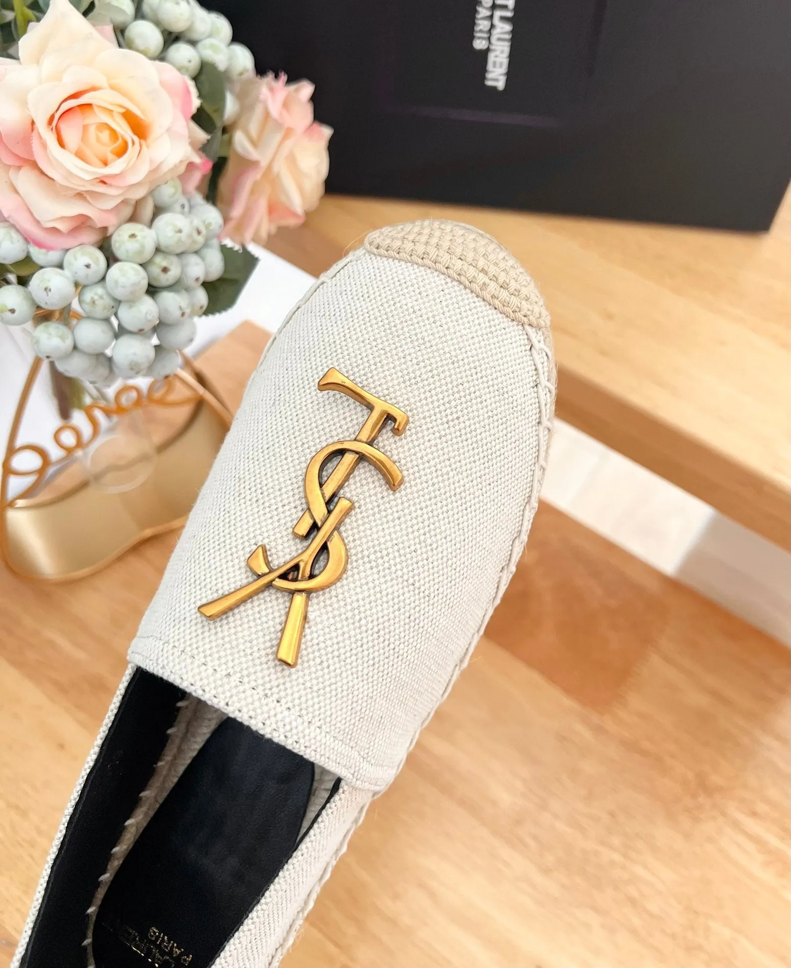 LOGO Laurent CANVAS Cyber Monday deal CREAMY WHITE Saint SLIP Reliable delivery ON YVES SL
