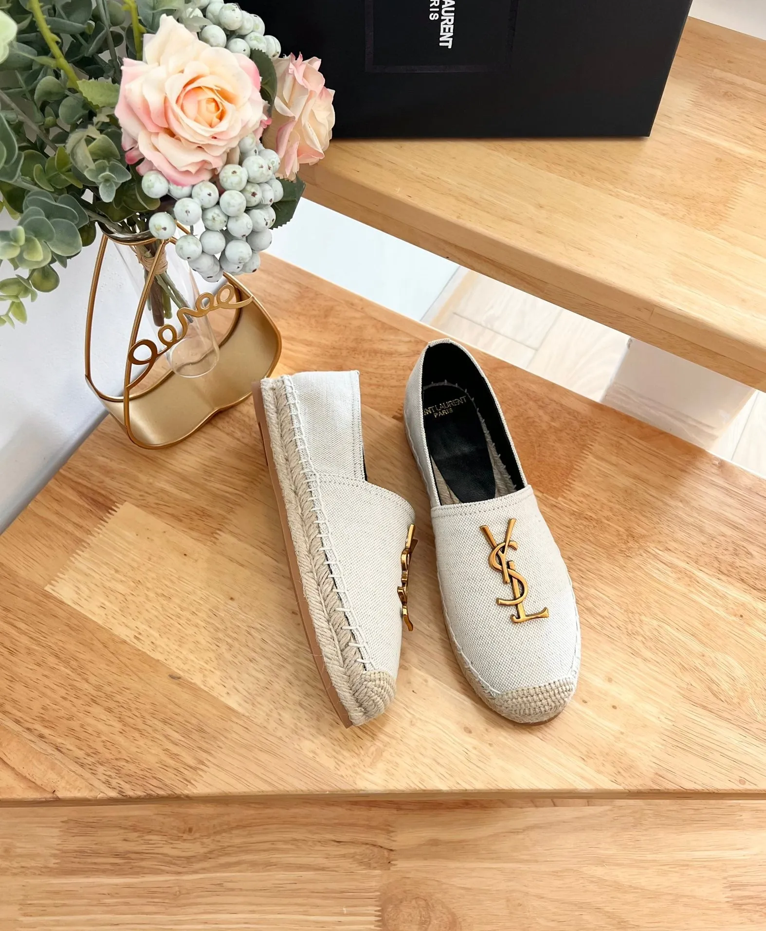 LOGO Laurent CANVAS Cyber Monday deal CREAMY WHITE Saint SLIP Reliable delivery ON YVES SL