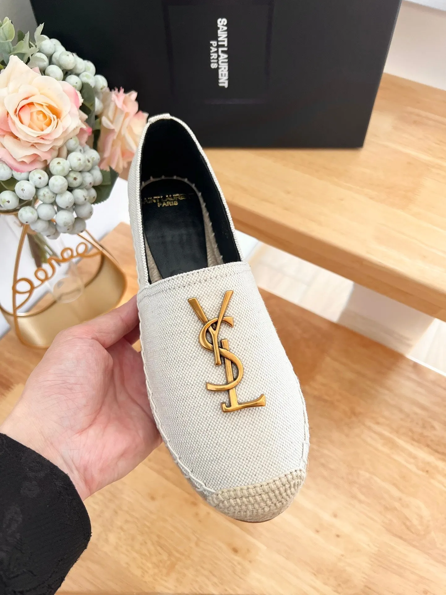 LOGO Laurent CANVAS Cyber Monday deal CREAMY WHITE Saint SLIP Reliable delivery ON YVES SL