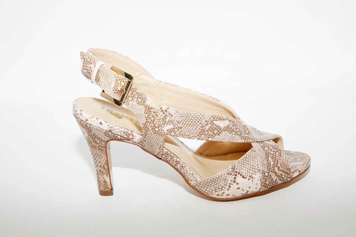 LOTUS - HI HEEL SANDAL PALOMA - BEIGE SNAKE