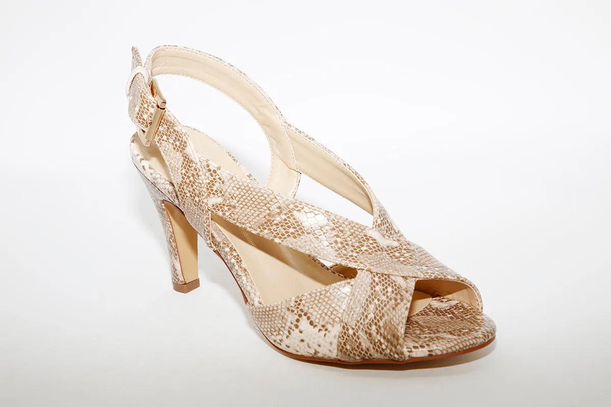LOTUS - HI HEEL SANDAL PALOMA - BEIGE SNAKE