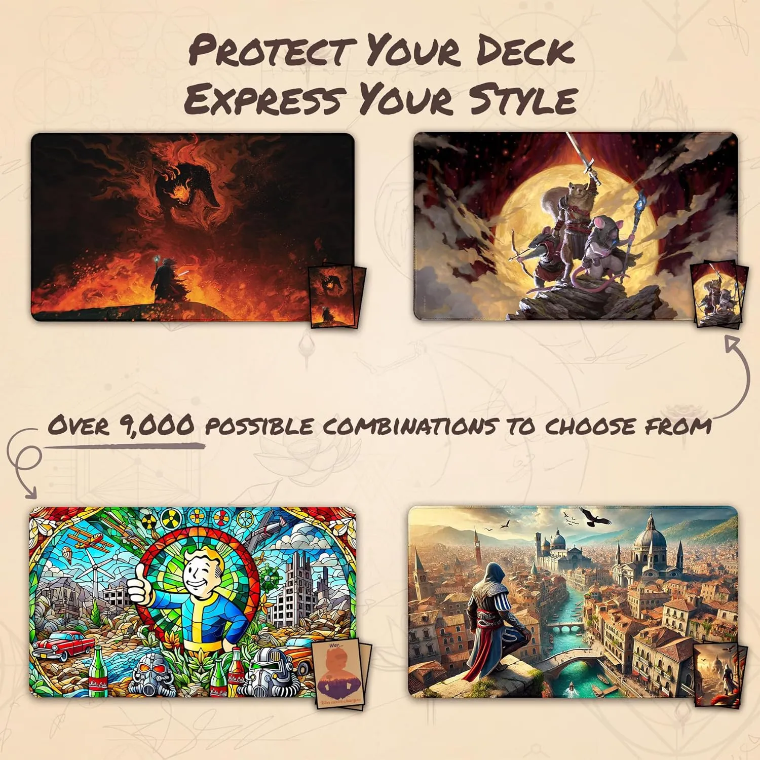 Lotus Quest Plains (Stitched) - MTG Playmat - Compatible with Magic The Gathering Playmat - Play MTG, YuGiOh, TCG - Original Play Mat Art Designs & Accessories