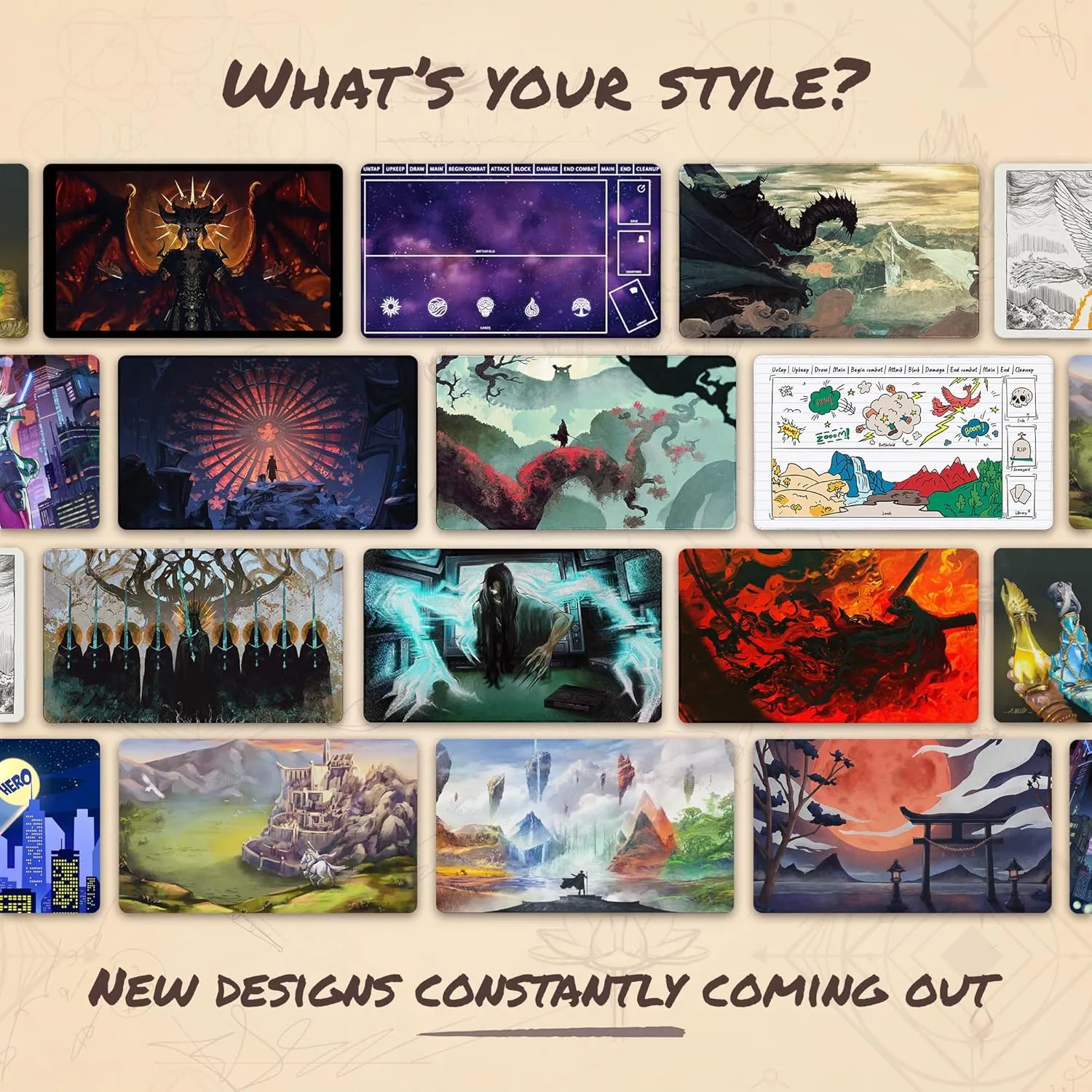 Lotus Quest Plains (Stitched) - MTG Playmat - Compatible with Magic The Gathering Playmat - Play MTG, YuGiOh, TCG - Original Play Mat Art Designs & Accessories