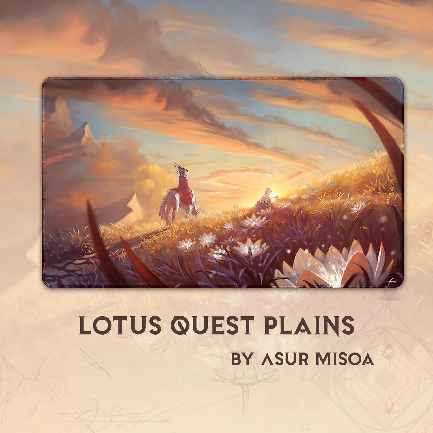 Lotus Quest Plains (Stitched) - MTG Playmat - Compatible with Magic The Gathering Playmat - Play MTG, YuGiOh, TCG - Original Play Mat Art Designs & Accessories