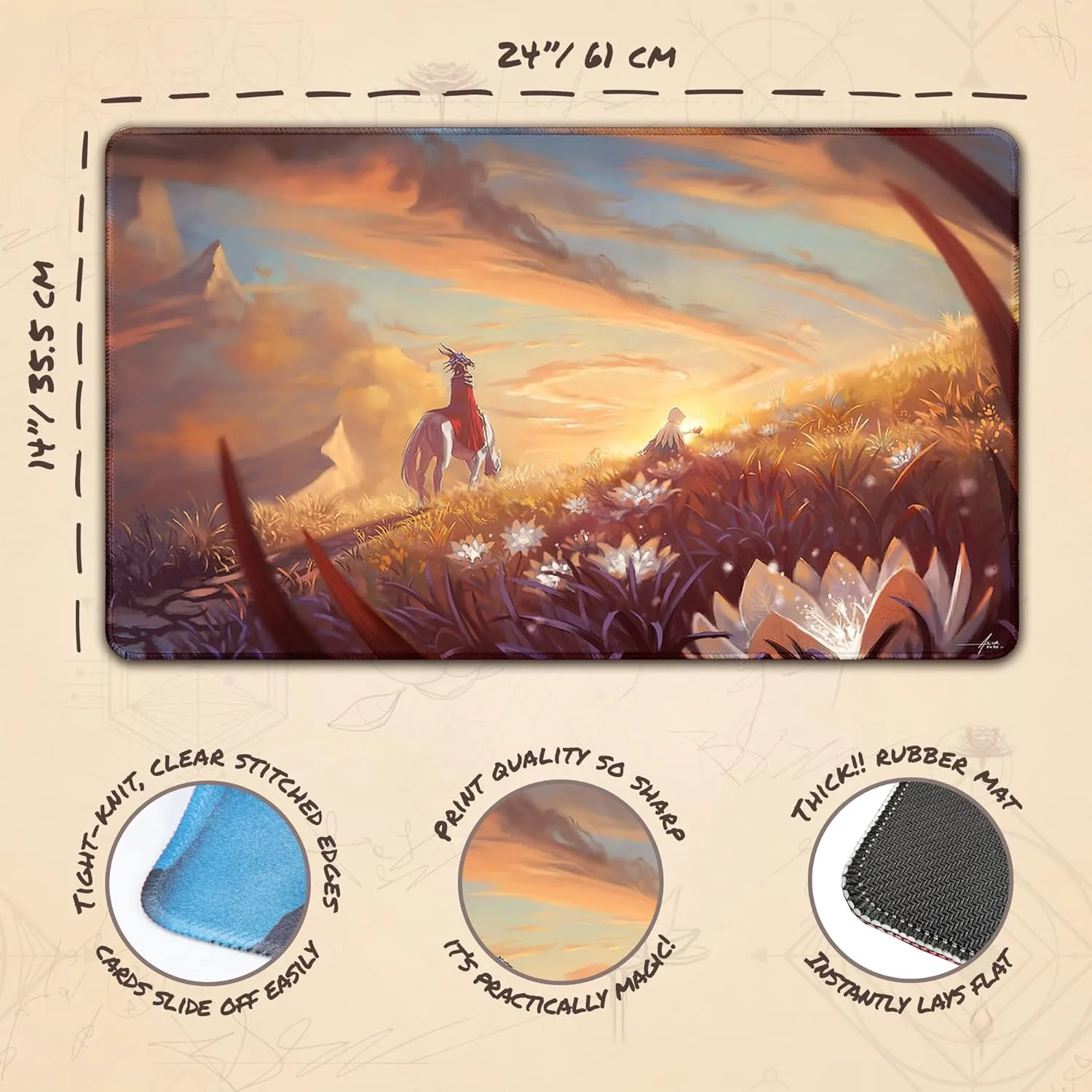Lotus Quest Plains (Stitched) - MTG Playmat - Compatible with Magic The Gathering Playmat - Play MTG, YuGiOh, TCG - Original Play Mat Art Designs & Accessories