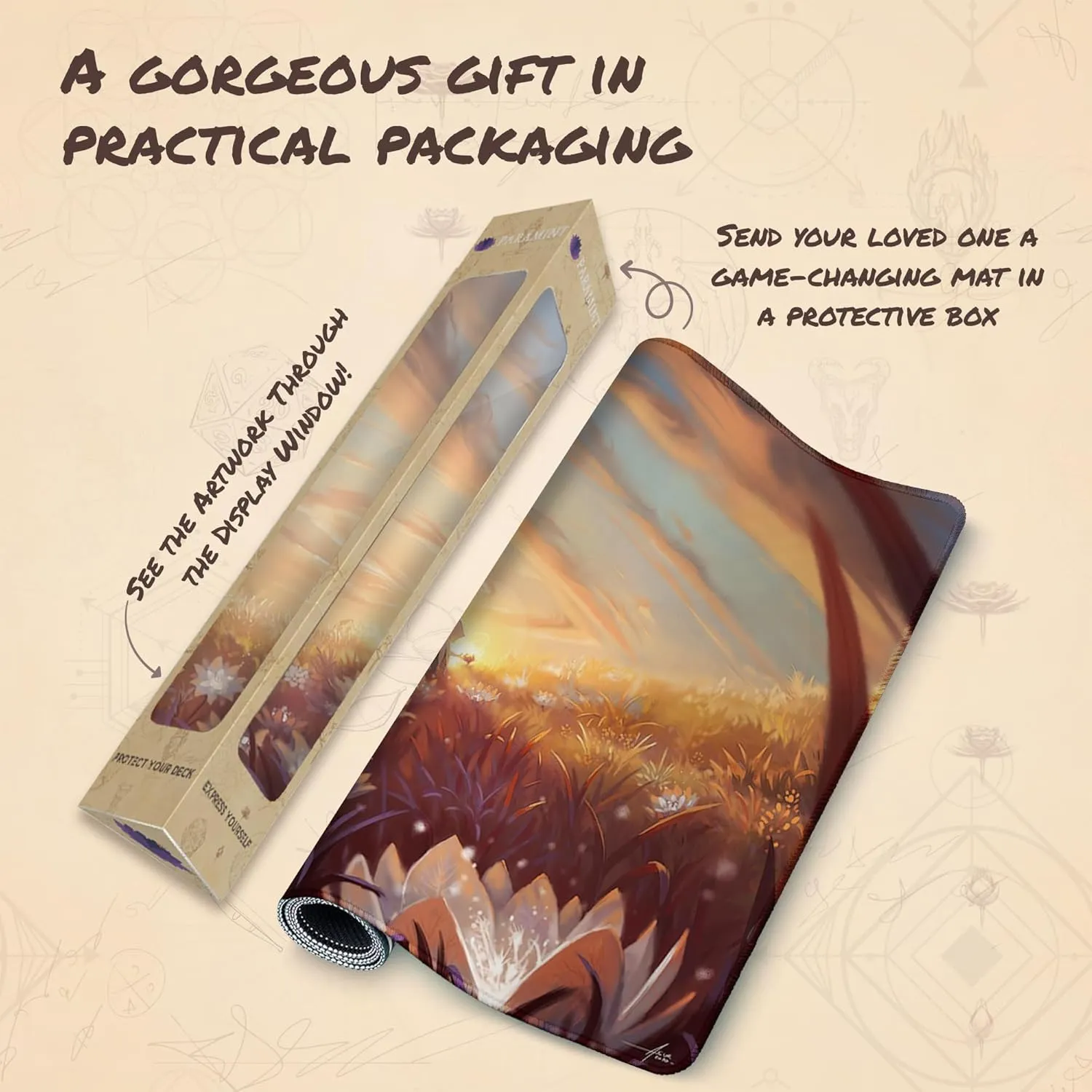 Lotus Quest Plains (Stitched) - MTG Playmat - Compatible with Magic The Gathering Playmat - Play MTG, YuGiOh, TCG - Original Play Mat Art Designs & Accessories