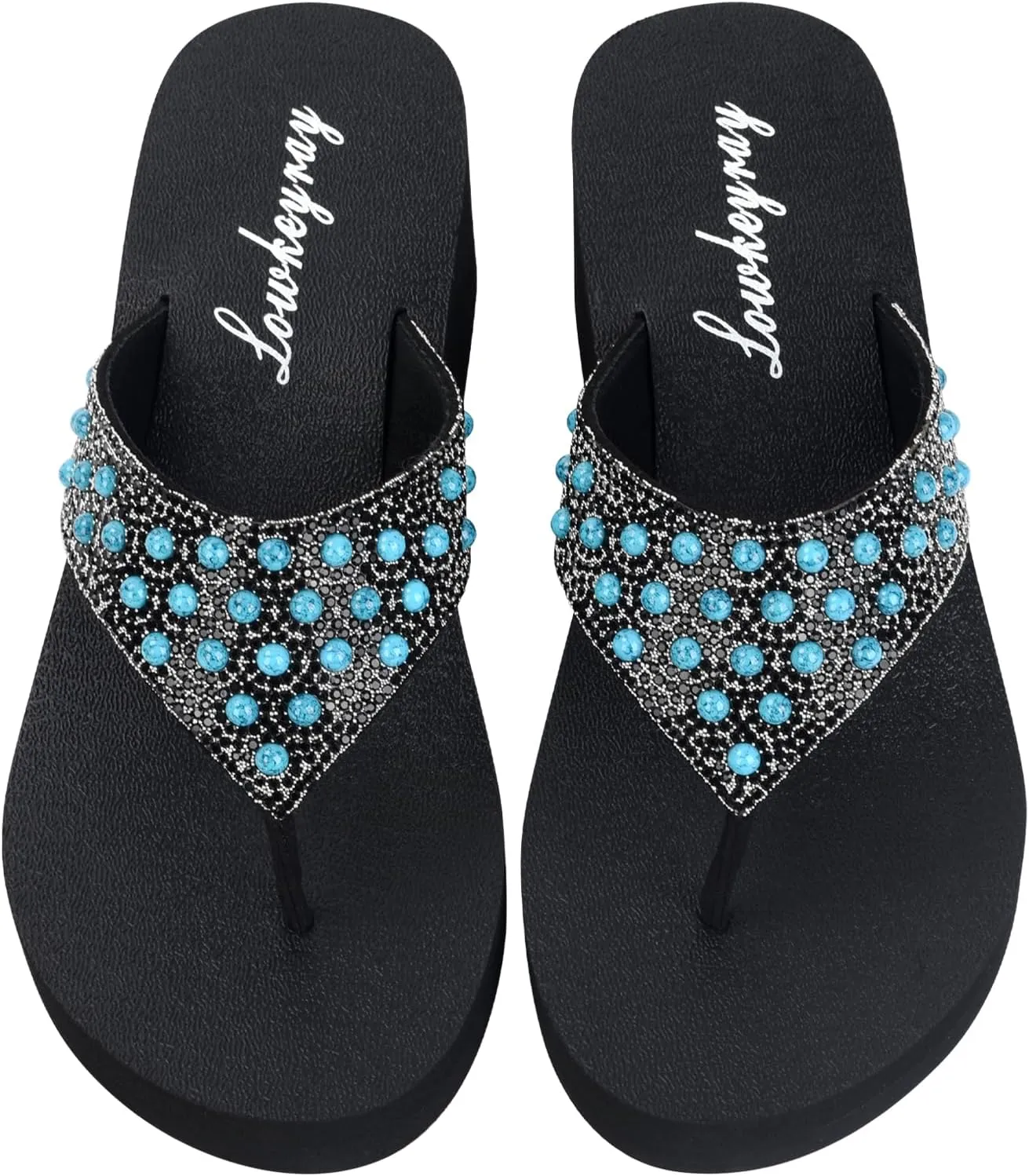 Lowkeyray Women's Rhinestone Flip-Flop Sandals