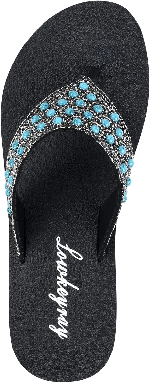 Lowkeyray Women's Rhinestone Flip-Flop Sandals