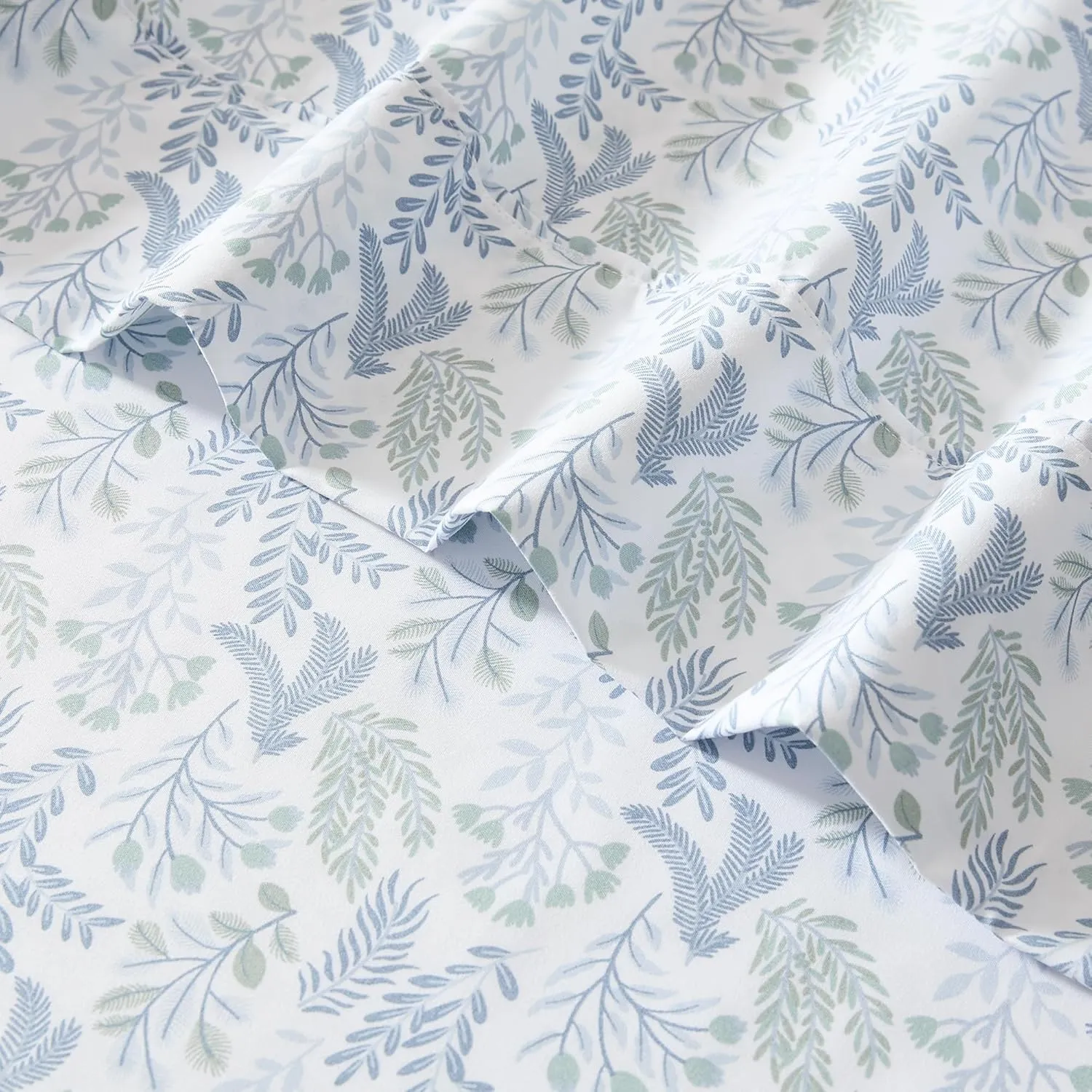 Lush Decor Botanical Leaf and Floral Sheet Set 4 Piece Set Twin XL Blue - Floral Bed Sheets - Teen Bedding - Twin XL Sheets - Farmhouse Dorm Decor