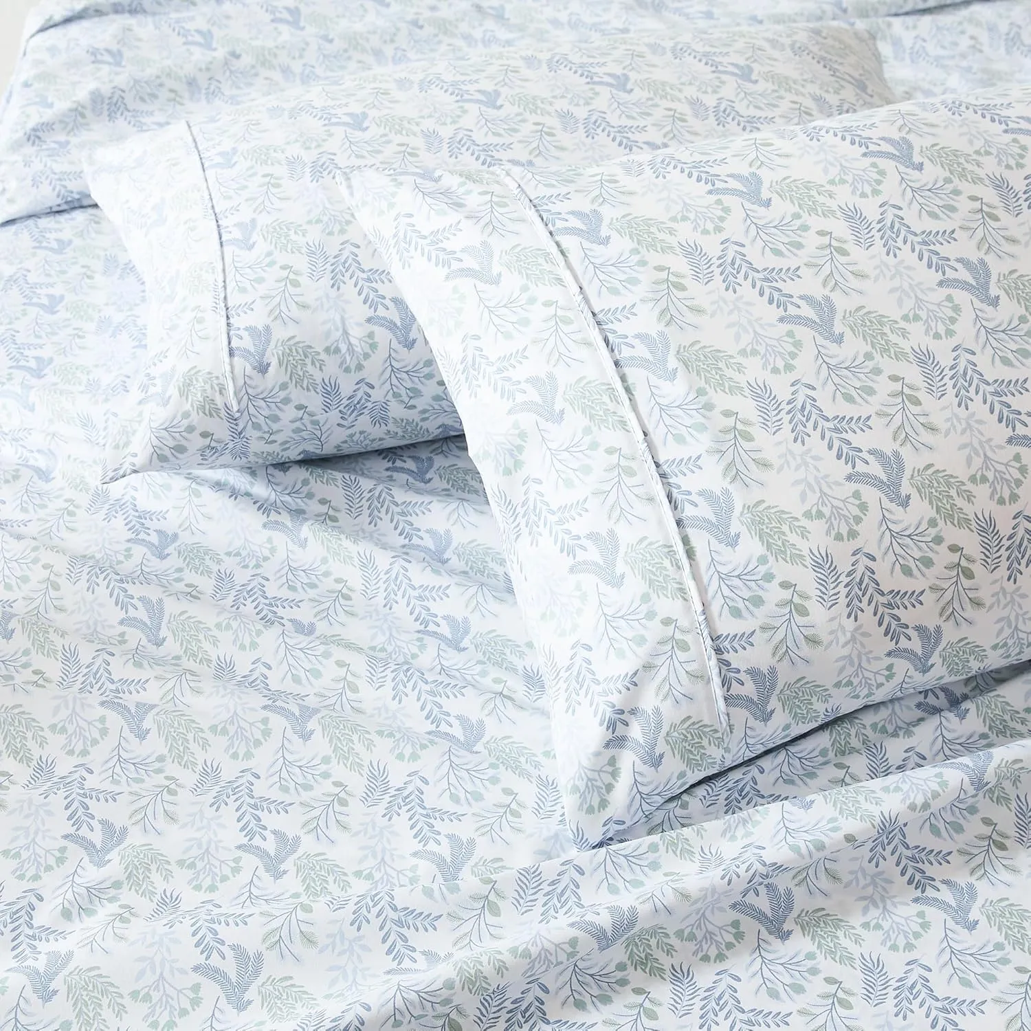 Lush Decor Botanical Leaf and Floral Sheet Set 4 Piece Set Twin XL Blue - Floral Bed Sheets - Teen Bedding - Twin XL Sheets - Farmhouse Dorm Decor