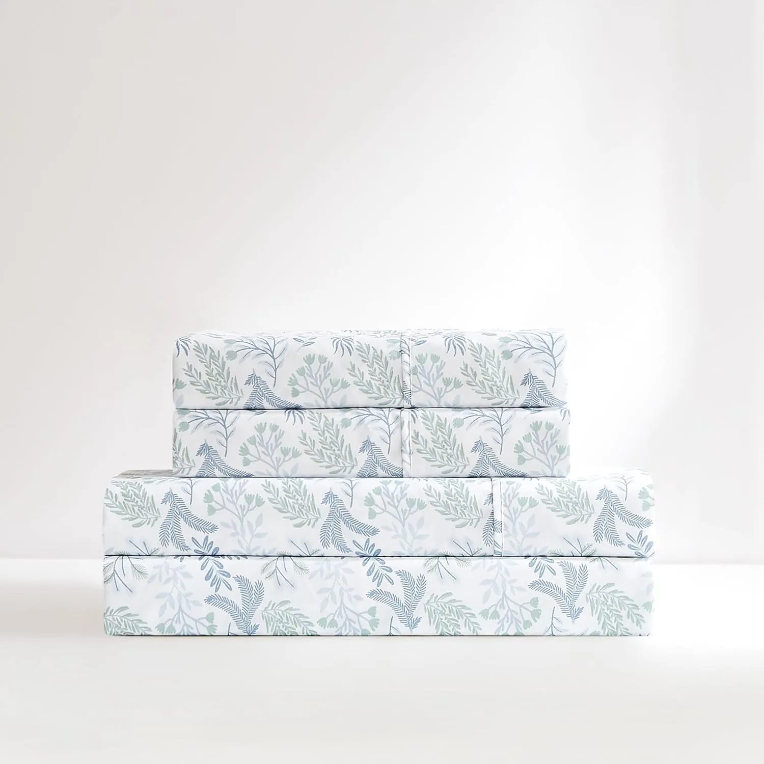 Lush Decor Botanical Leaf and Floral Sheet Set 4 Piece Set Twin XL Blue - Floral Bed Sheets - Teen Bedding - Twin XL Sheets - Farmhouse Dorm Decor