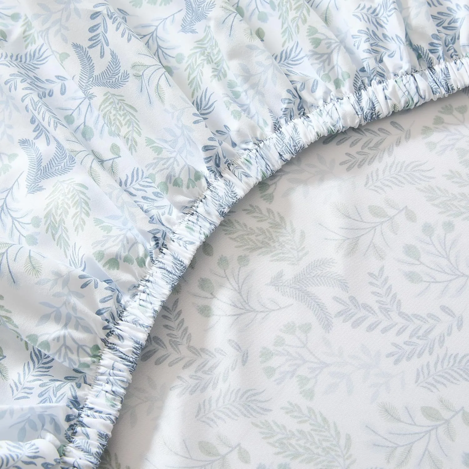 Lush Decor Botanical Leaf and Floral Sheet Set 4 Piece Set Twin XL Blue - Floral Bed Sheets - Teen Bedding - Twin XL Sheets - Farmhouse Dorm Decor