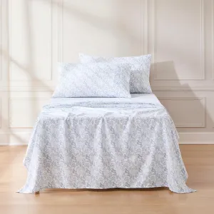 Lush Decor Botanical Leaf and Floral Sheet Set 4 Piece Set Twin XL Blue - Floral Bed Sheets - Teen Bedding - Twin XL Sheets - Farmhouse Dorm Decor