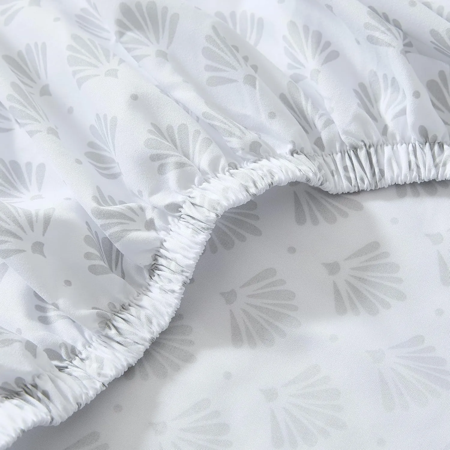 Lush Decor Scallop Fan Sheet Set 6 Piece Set King Gray - Geometric Bed Sheets - Art Deco Decor - King Sheets - Art Deco Bedroom - Transitional Decor