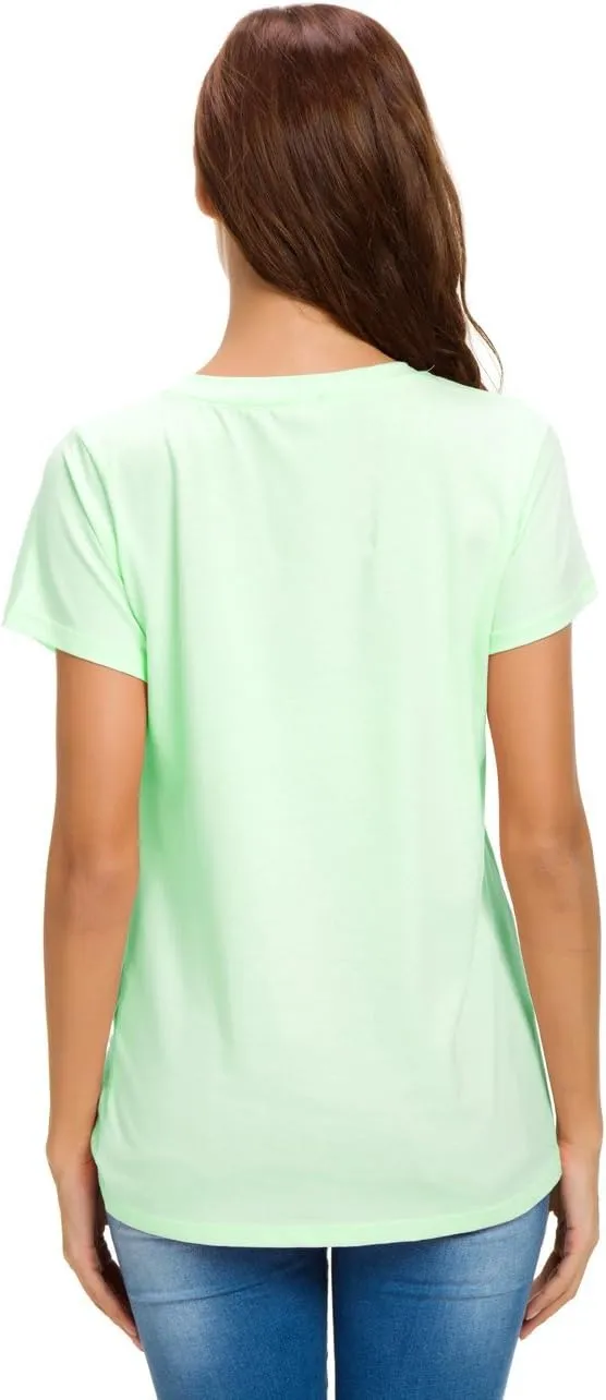 LUSMAY Womens Short Sleeve Loose Twist Knot Front T Shirts Cotton Casual Blouse