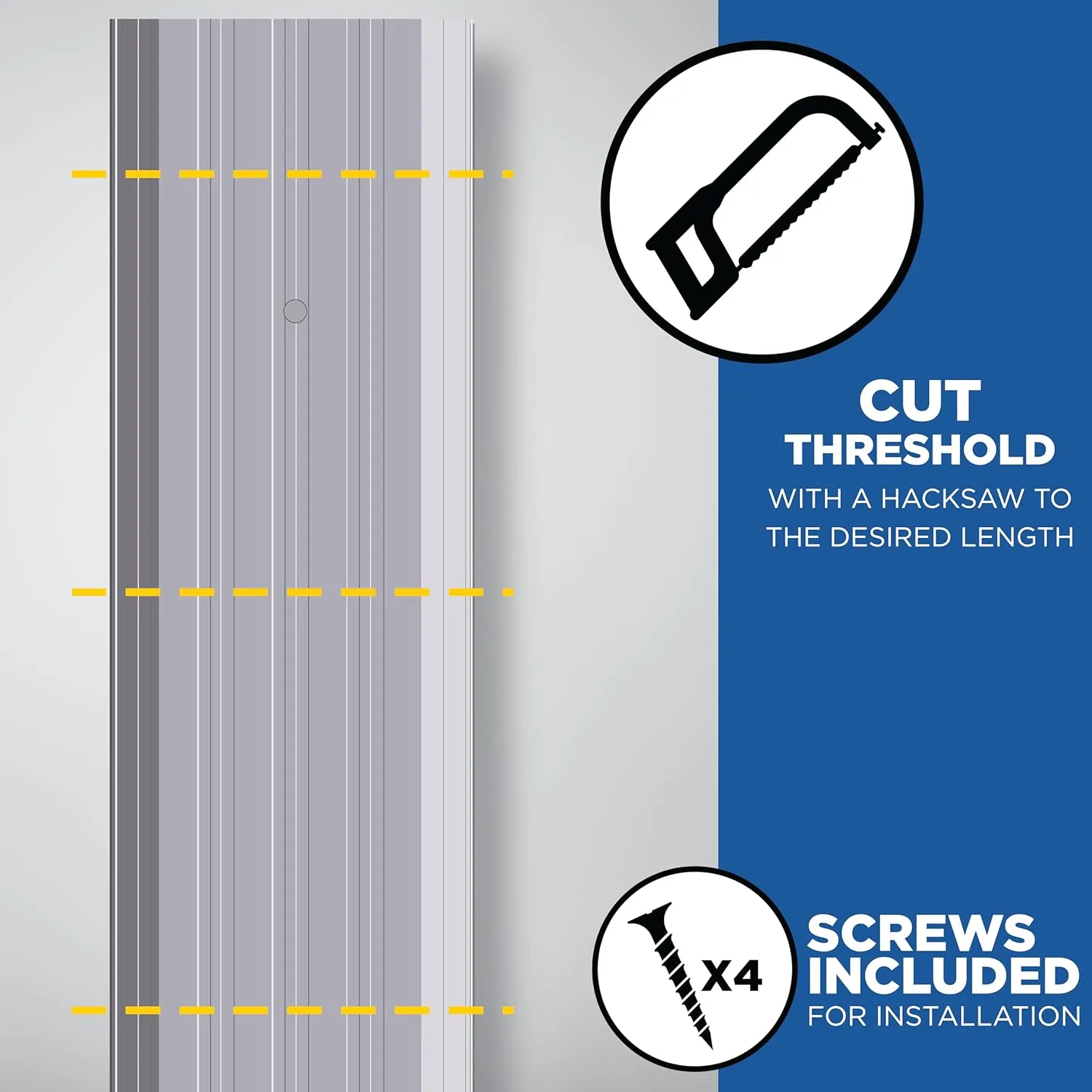 M-D Building Products 68338 Aluminum Commercial Flat-Profile Threshold: Durable and Sleek Entryway Access Solution Draft Protection (5 in. x 1/2 in. x 72 in.) (Silver)
