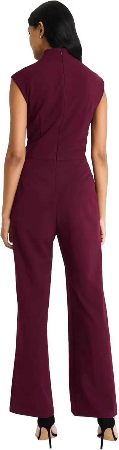 Maggy London womens Sleeveless Wide-leg Jumpsuit - V-neck Wrap Bodice With Fitted Waist - Elegant Formal Occasion Jumpsuit