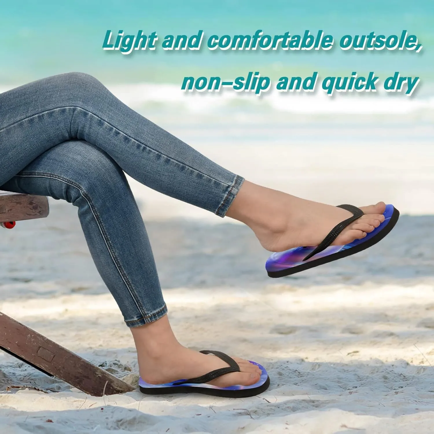 Magic Space Planets Stars and Constellations Womens Flip Flops The Universe Milky Way Summer Beach Sandals Casual Thong Slippers Comfortable Shower Slippers Non Slip Water Sandals shoes L
