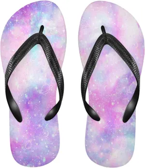 Marble Galaxy Nebula Star Womens Flip Flops Rainbow Mermaid Unicorn Summer Beach Sandals Casual Thong Slippers Comfortable Shower Slippers Non Slip Water Sandals shoes XXL