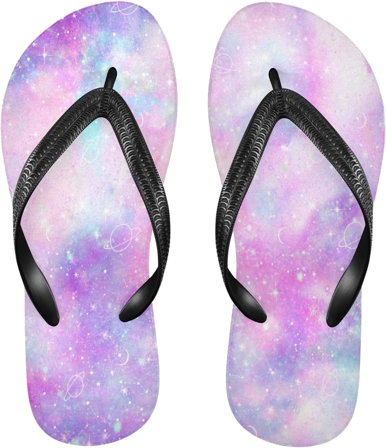 Marble Galaxy Nebula Star Womens Flip Flops Rainbow Mermaid Unicorn Summer Beach Sandals Casual Thong Slippers Comfortable Shower Slippers Non Slip Water Sandals shoes XXL