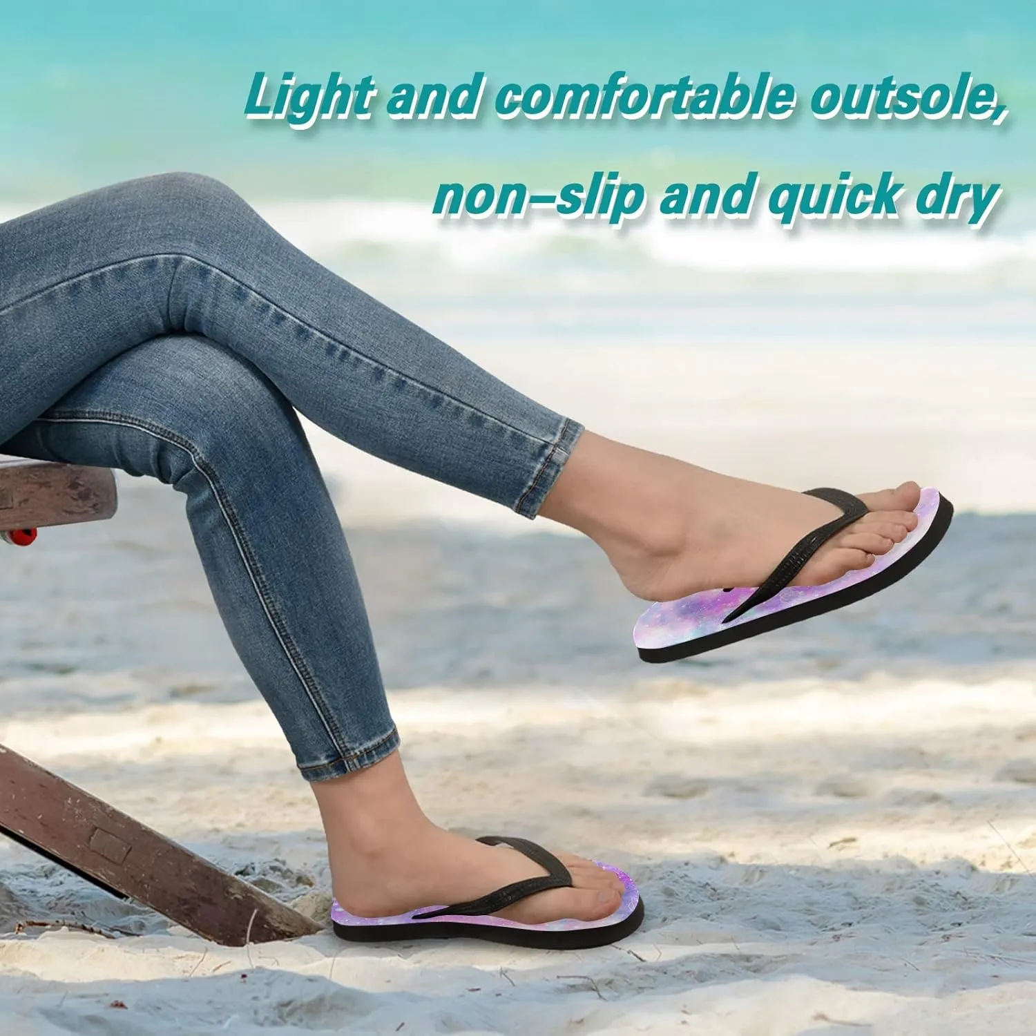 Marble Galaxy Nebula Star Womens Flip Flops Rainbow Mermaid Unicorn Summer Beach Sandals Casual Thong Slippers Comfortable Shower Slippers Non Slip Water Sandals shoes XXL