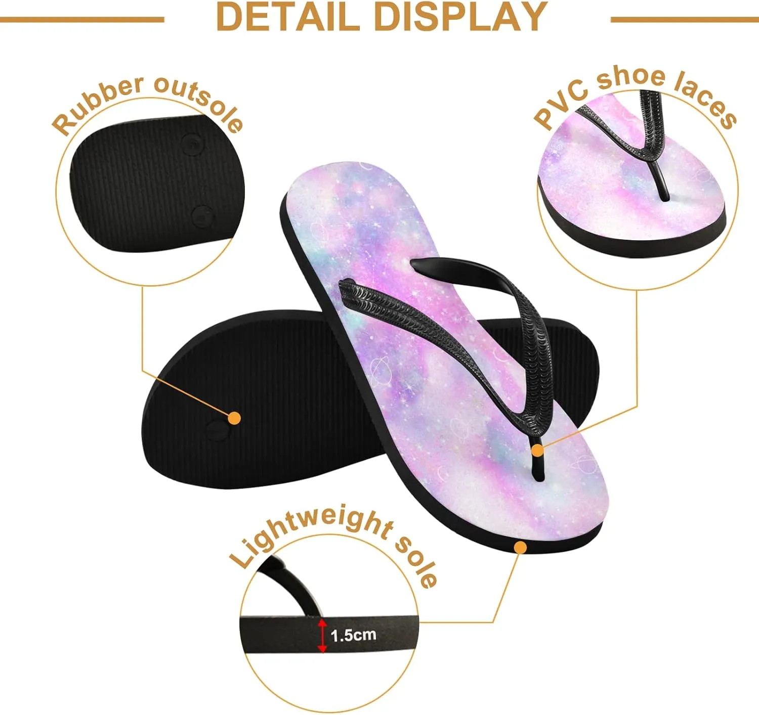 Marble Galaxy Nebula Star Womens Flip Flops Rainbow Mermaid Unicorn Summer Beach Sandals Casual Thong Slippers Comfortable Shower Slippers Non Slip Water Sandals shoes XXL