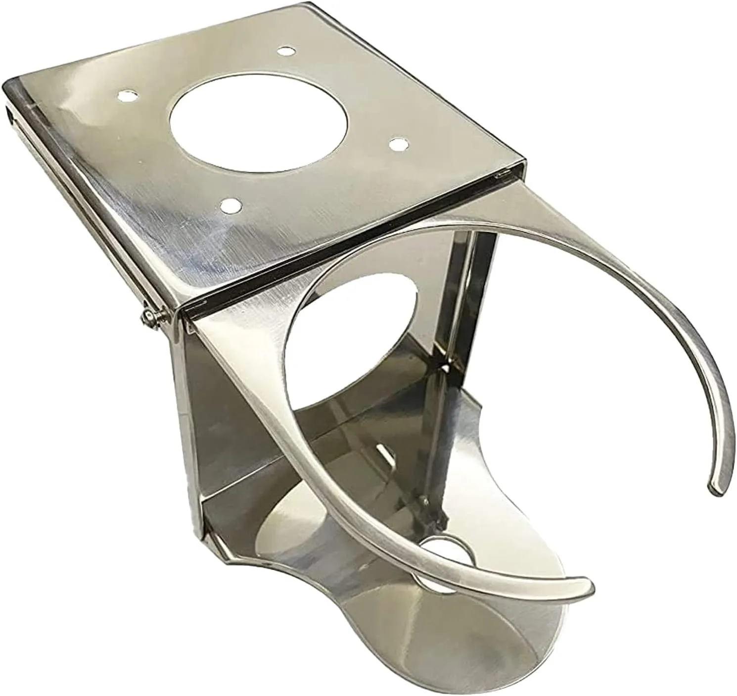 MARINE CITY Adjustable Folding Drink Cup Holder, 304 Grade Stainless Steel, Corrosion-Resistant, 3.39" W x 3.26" L x 0.59" H, Space-Saving Design, Ideal for Boats, RVs, and Cars (Pack of 1)
