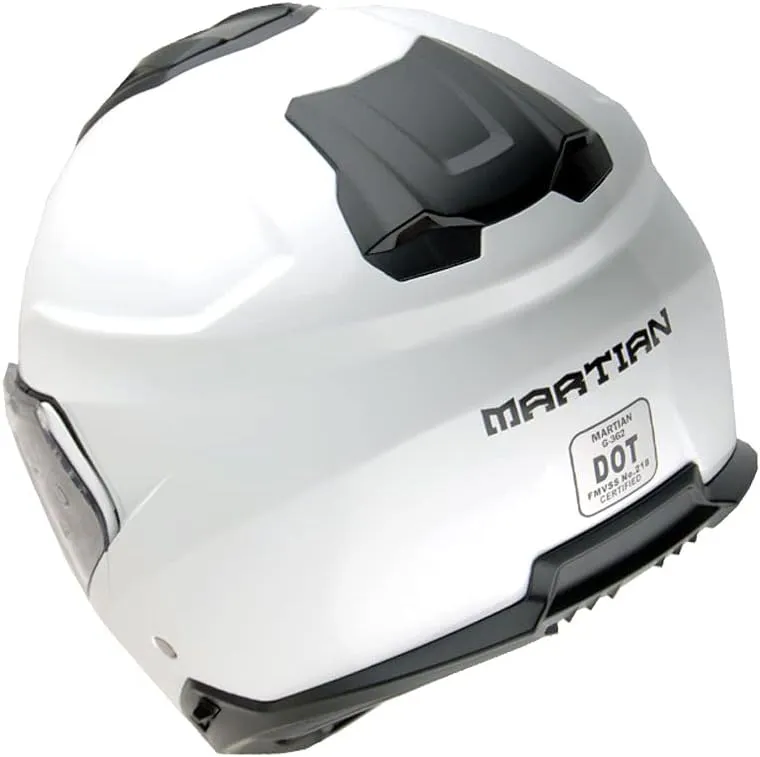 Martian Motorcycle Modular Full Face Helmet Flip up Dual Visor Sun Shield   Motorcycle Bluetooth Headset: HG362 Glossy White