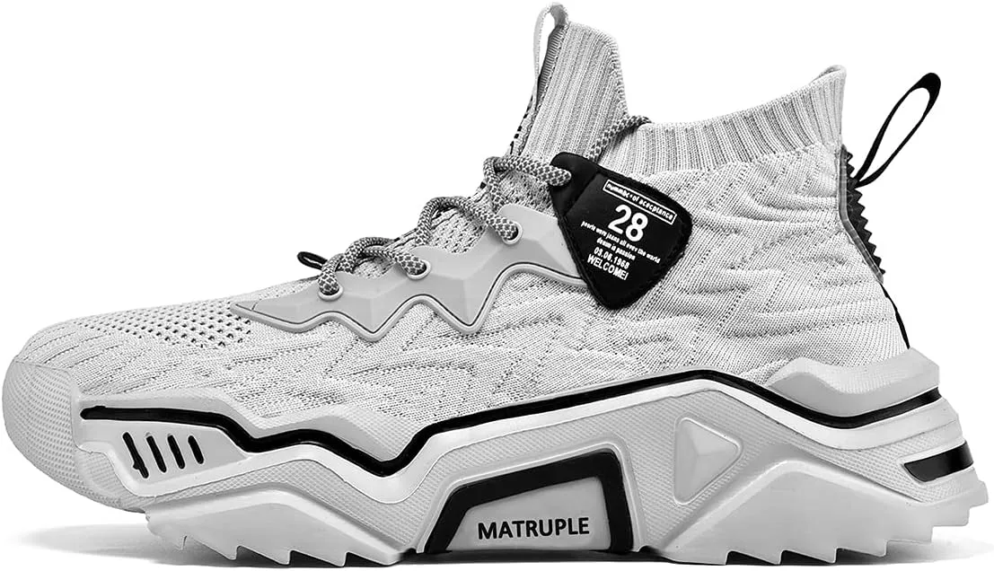 MATRUPLE Mens Fashion Sneakers High Top Casual Shoes Athletic Walking Mesh Comfortable Sports Shoe