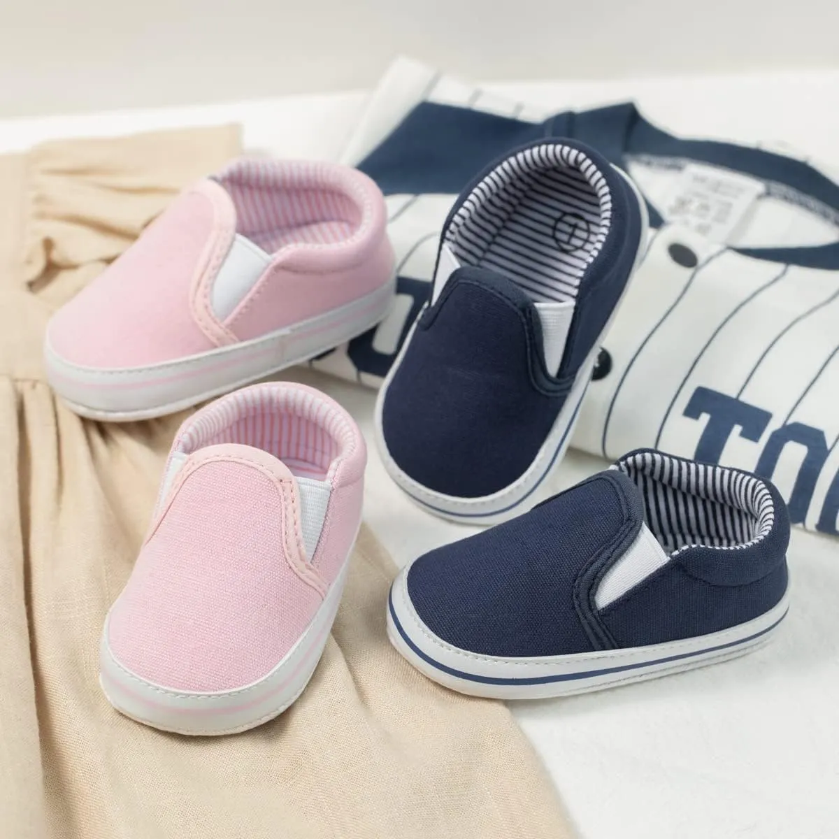 Meckior Infant Baby Girls Boys Canvas Shoes Soft Sole Toddler Slip On Newborn Crib Moccasins Casual Sneaker Austin Boy's Flat Lazy Loafers First Walkers Skate Shoe
