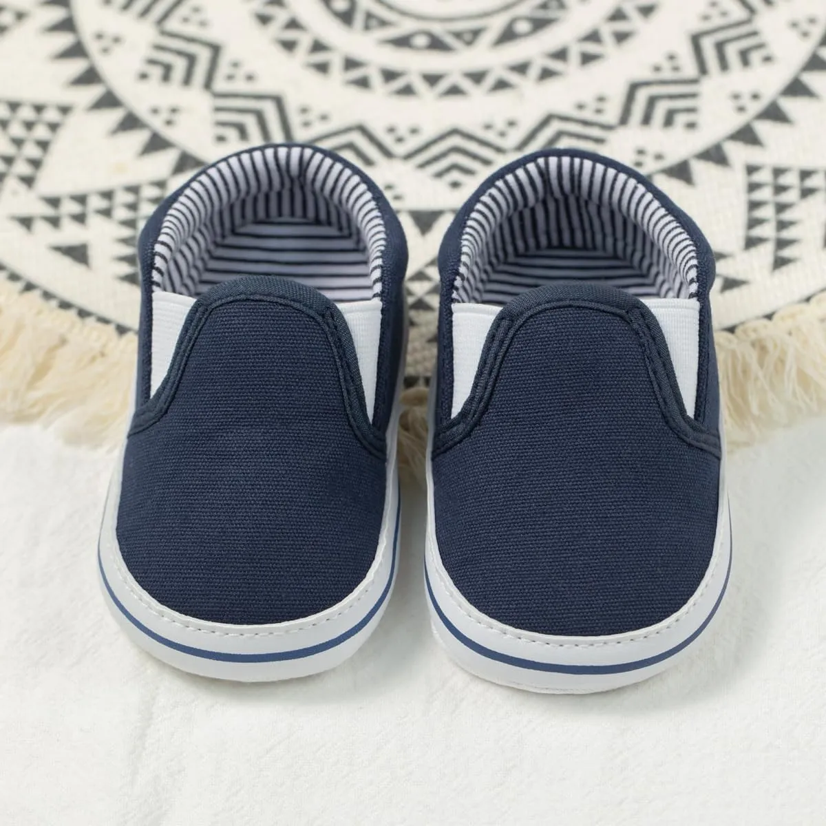 Meckior Infant Baby Girls Boys Canvas Shoes Soft Sole Toddler Slip On Newborn Crib Moccasins Casual Sneaker Austin Boy's Flat Lazy Loafers First Walkers Skate Shoe