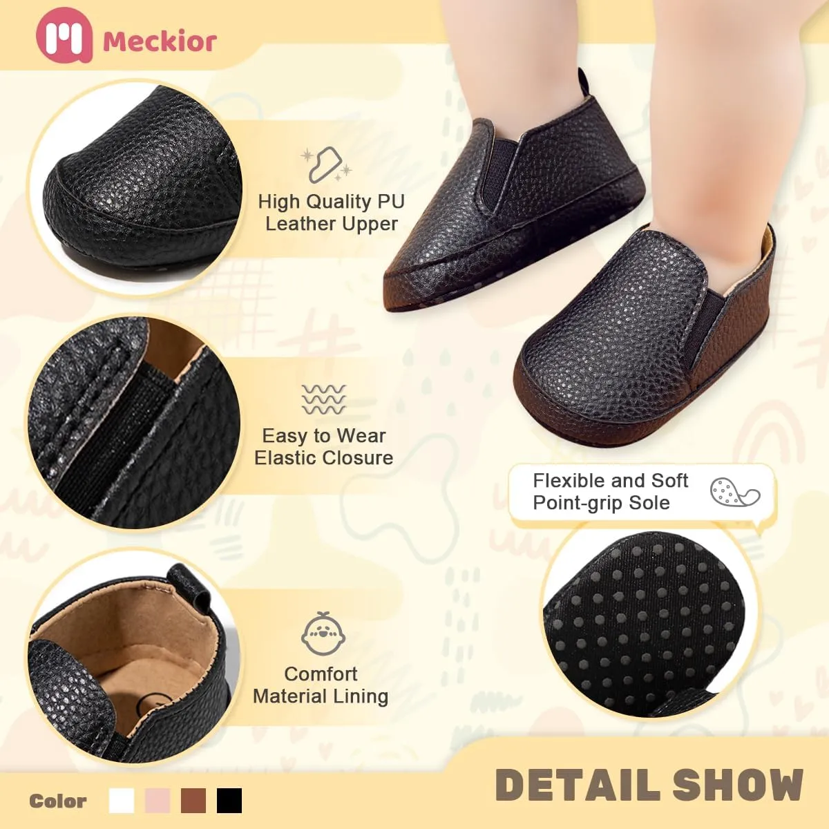 Meckior Infant Baby Girls Boys Canvas Shoes Soft Sole Toddler Slip On Newborn Crib Moccasins Casual Sneaker Austin Boy's Flat Lazy Loafers First Walkers Skate Shoe