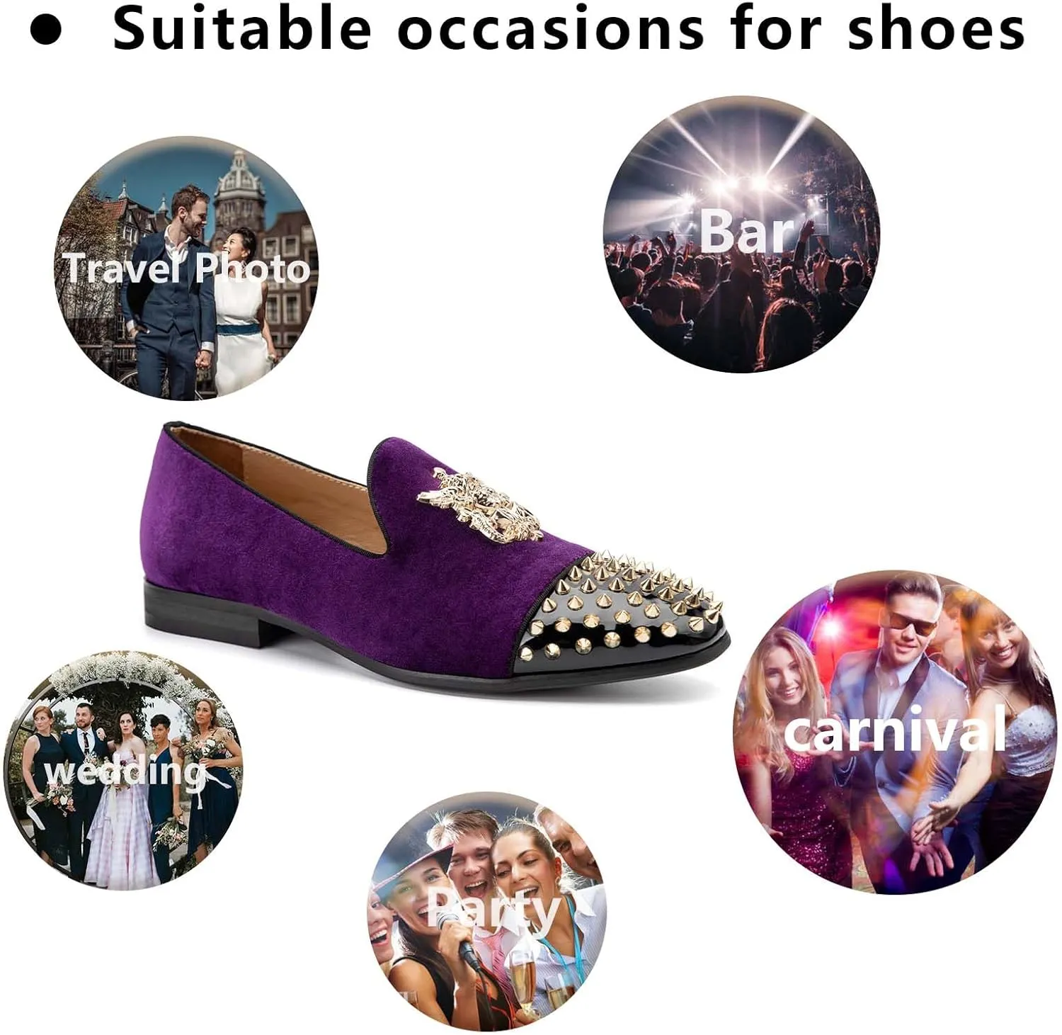 Meijiana Mens Velvet Loafers Dress Shoes with Metal Embellishments Party Luxury Loafer Shoes