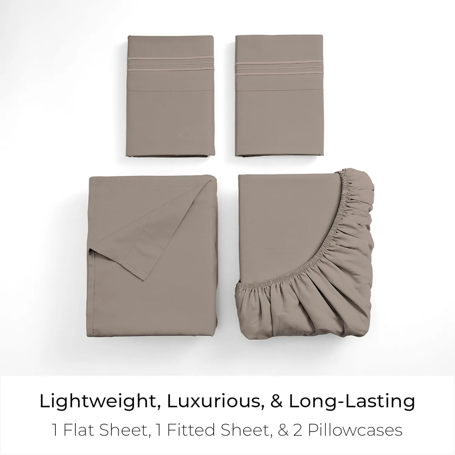 Mellanni King Sheets Set - 4 PC Iconic Collection Bedding - Hotel Luxury, Extra Soft, Cooling Bed Sheets - Wrinkle, Fade, Stain Resistant (King, Tan)