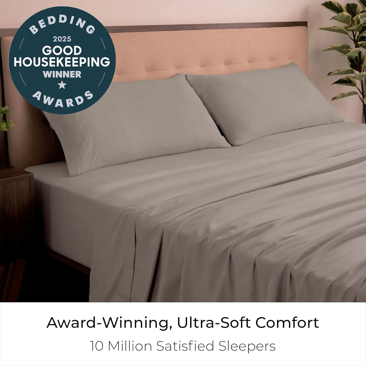 Mellanni King Sheets Set - 4 PC Iconic Collection Bedding - Hotel Luxury, Extra Soft, Cooling Bed Sheets - Wrinkle, Fade, Stain Resistant (King, Tan)