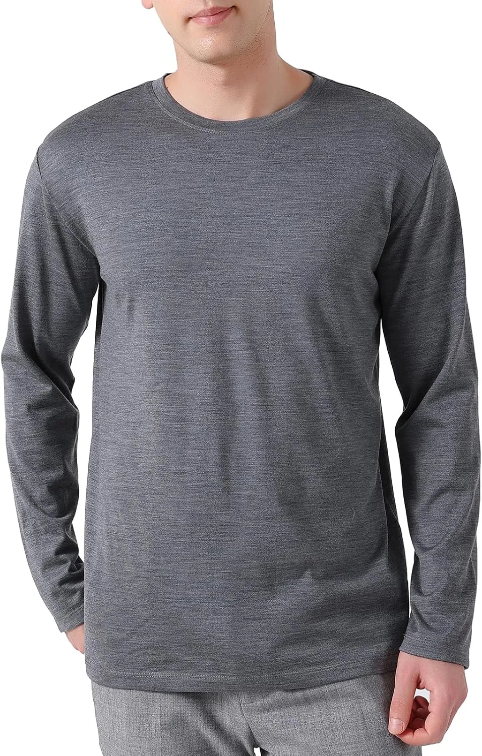 Mens 100% Merino Wool Base Layer Midweight Merino Wool Long Sleeve Thermal Shirts for Men, Ultra Comfort & Soft