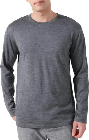 Mens 100% Merino Wool Base Layer Midweight Merino Wool Long Sleeve Thermal Shirts for Men, Ultra Comfort & Soft