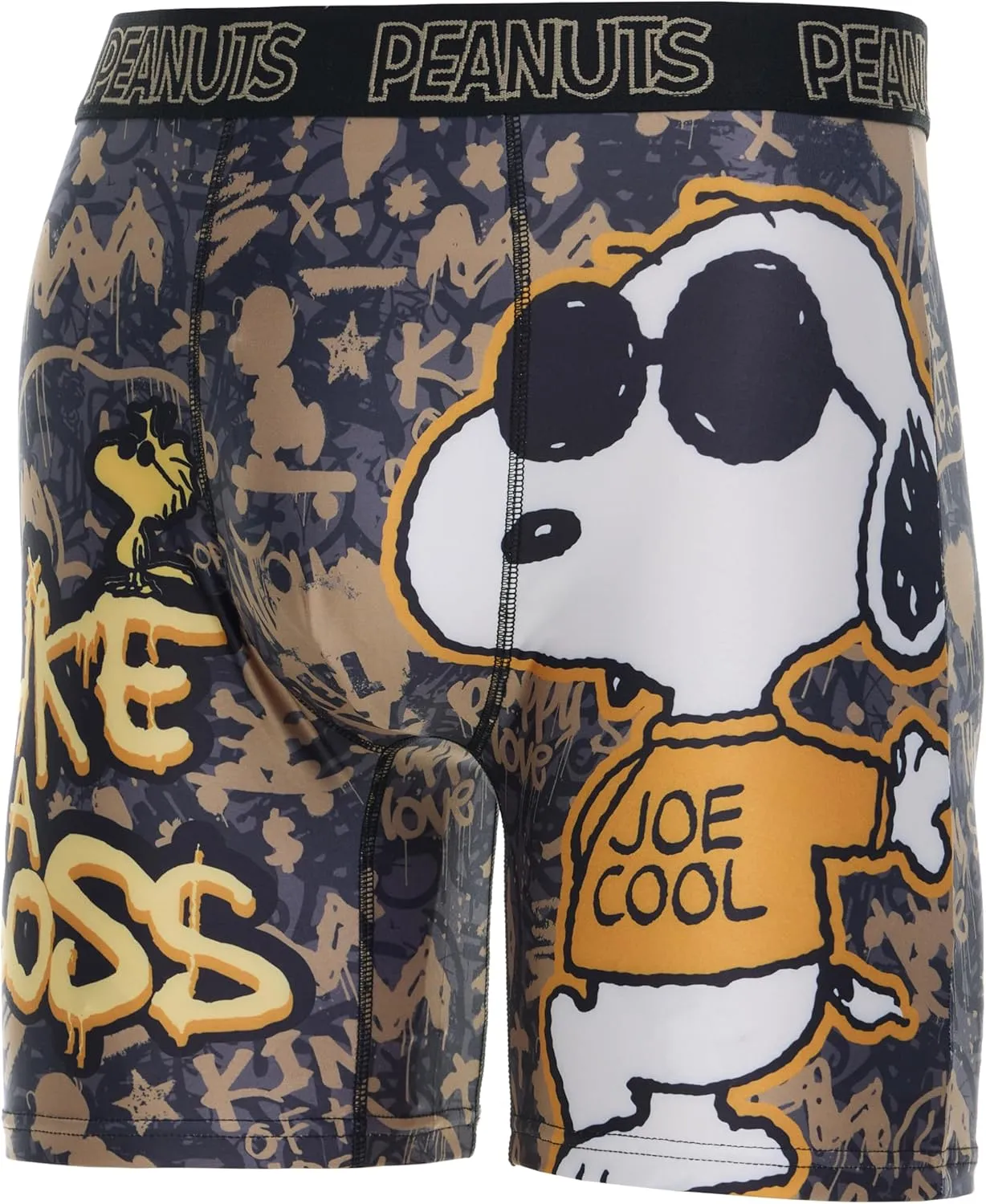 Mens Boxer Briefs - Peanuts Snoopy Soft Stretch Cotton Lined Crotch No Fly Underwear Boxers for Men (Sizes: S-XL)