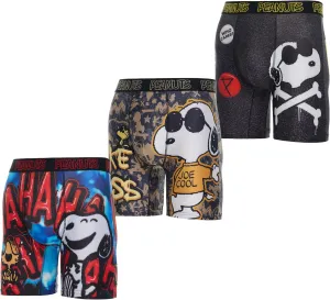 Mens Boxer Briefs - Peanuts Snoopy Soft Stretch Cotton Lined Crotch No Fly Underwear Boxers for Men (Sizes: S-XL)