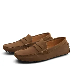 Men's Brown Suede Slip-On Loafers - Luxury Driving Moccasins