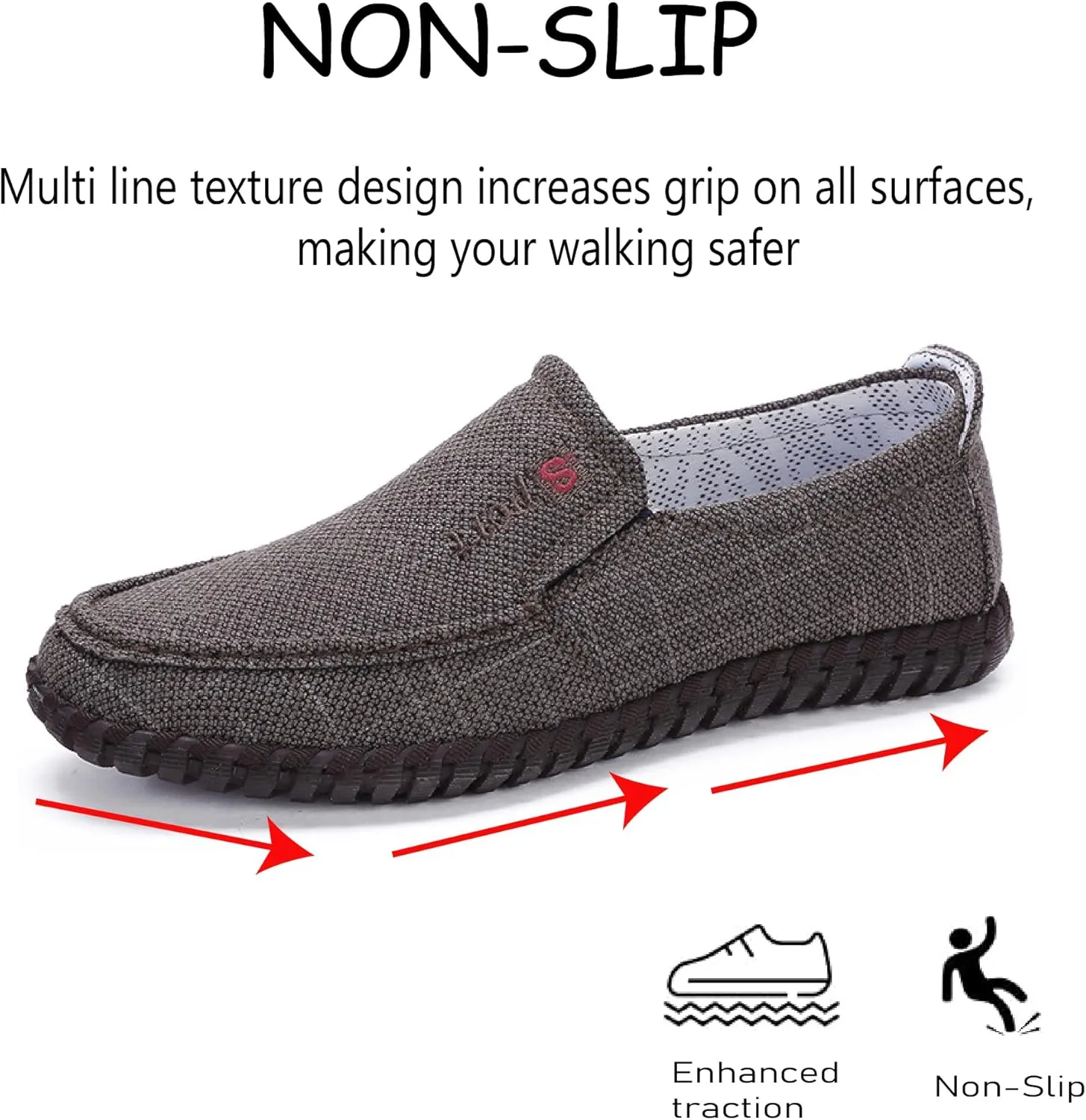 Mens Canvas Loafers Lightweight Breathable Walking Shoes Comfortable Non-Slip Driving Shoes Retro Casual Fashion