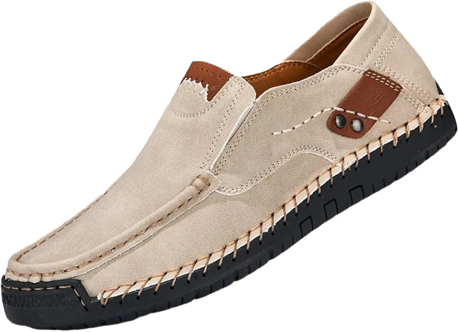 Men's Casual Shoes 2025 Breathable Comfy Flat Bottom Bussiness Casual Shoes for Work Slip on Non Slip Plus Size Leather Loafers for Men
